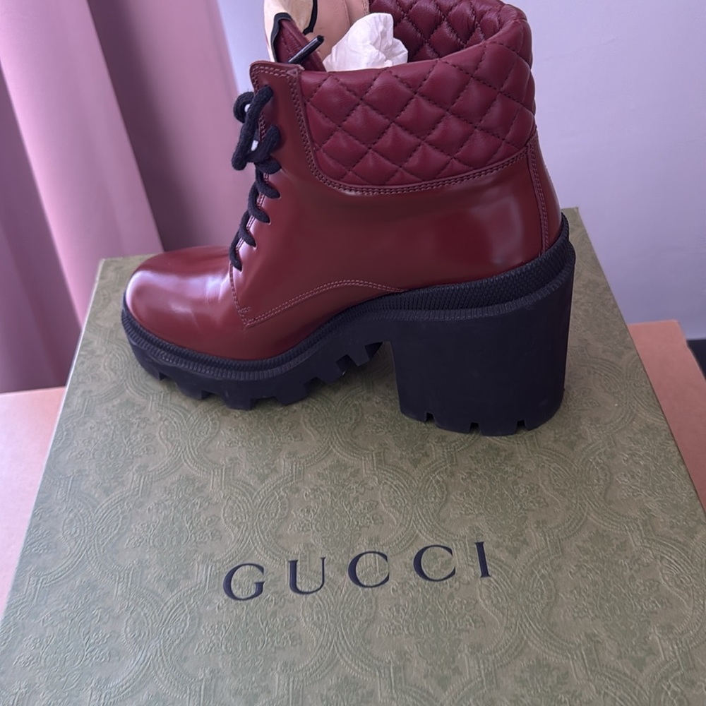 Gucci Garnet Red Calf Boots - Picture 2 of 10